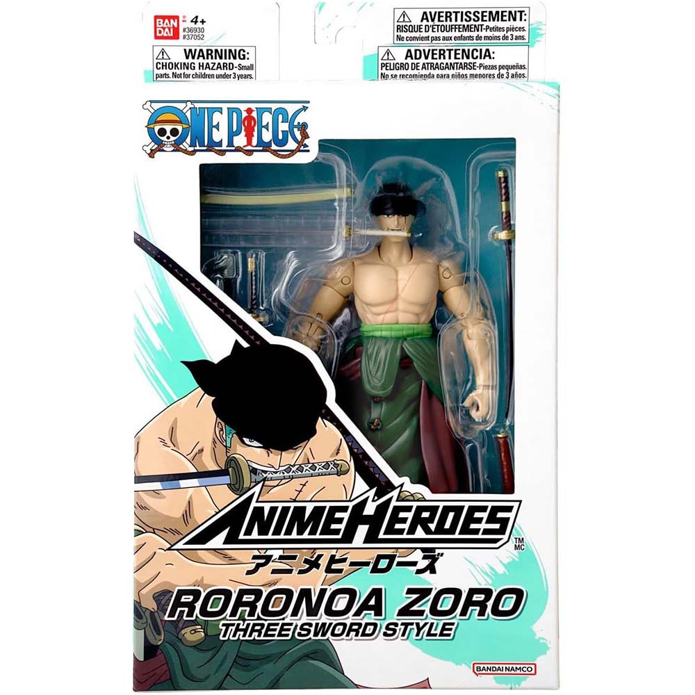 Anime Heroes One Piece - Roronoa Zoro Estilo Tres Espadas 6.5" 36930, figuras de acción