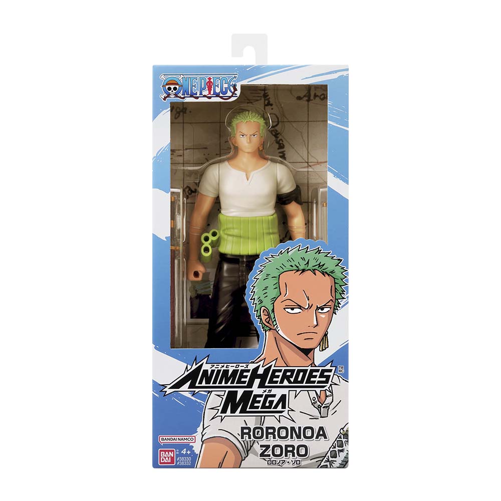 Bandai Anime Heroes Mega One Piece Roronoa Zoro de 30 cm, figuras de acción