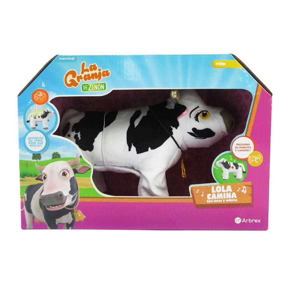 La Granja de Zenón: Peluche Interactivo de la Vaca Lola con Movimiento Sonidos y Luces - Edad 2+