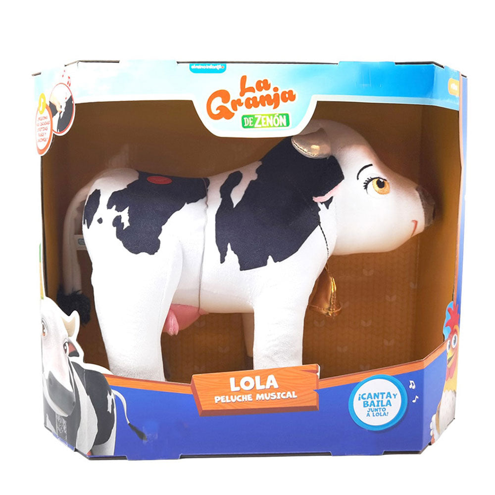 La Granja de Zenón: Peluche Musical Vaca Lola de 30 cm con Canciones y Frases - Edad 3+