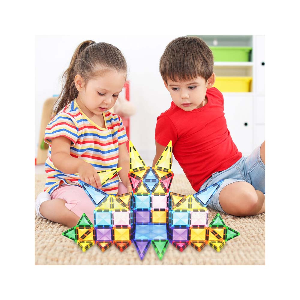 PicassoTiles PTM61 – Set Magnético de Viaje con Superficie Diamante (61 Piezas), sets de construcción