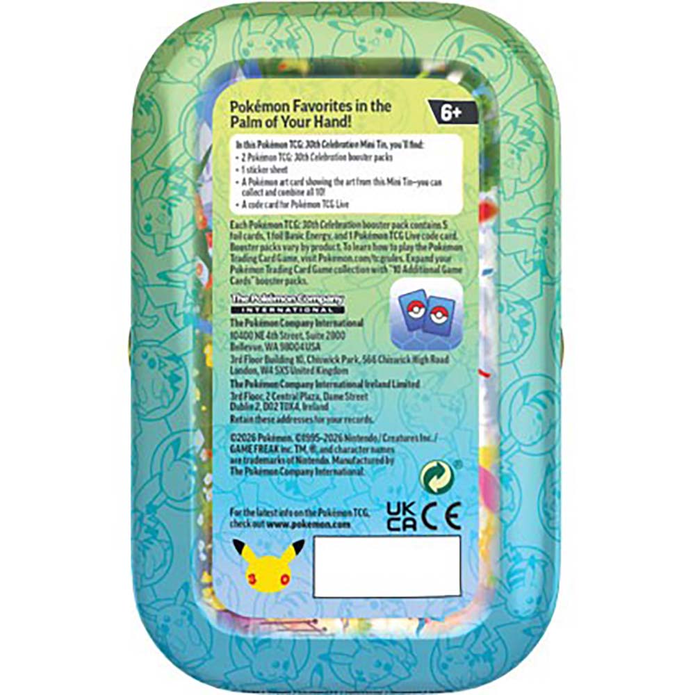 Pokémon TCG: 30th Celebration Mini Tin (Cartas en Español), cartas coleccionables tcg