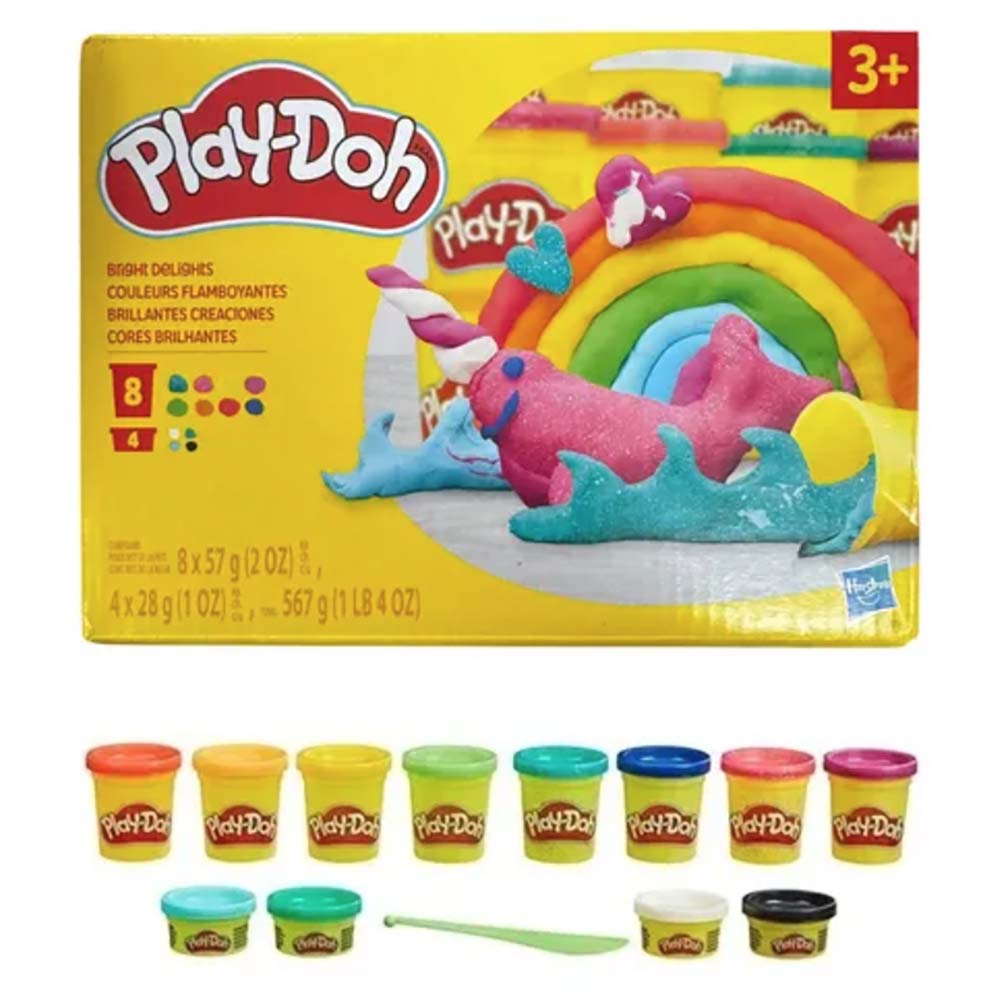 Play Doh Bright Delights Multicolor Pack F1989: Set de masa moldeable - Edad 3+