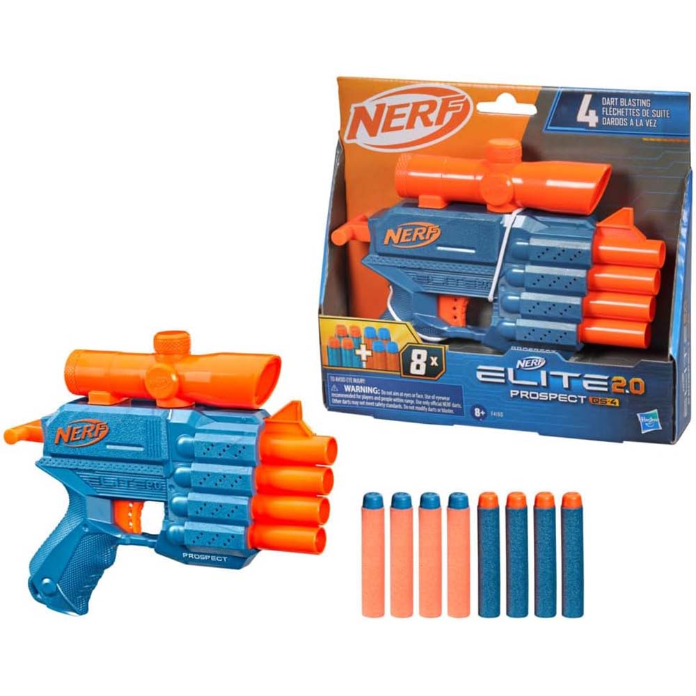 NERF Lanzador Elite 2.0 Prospect QS-4 F4190, lanzadores de juguete