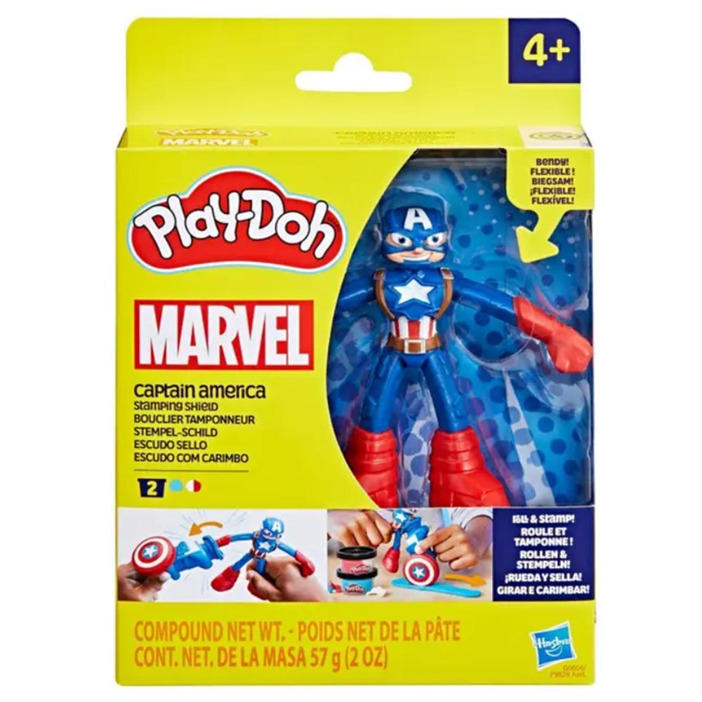 Play-Doh Marvel Capitán América Escudo Sello F9829: Set de masa moldeable - Edad 3+