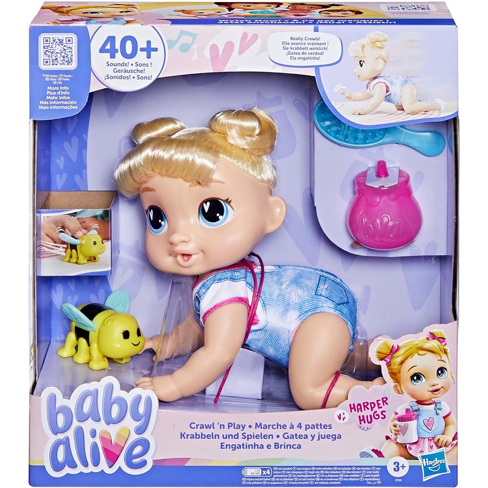 Hasbro Baby Alive Gatea y Juega F9709: Muñeca - Edad 3+