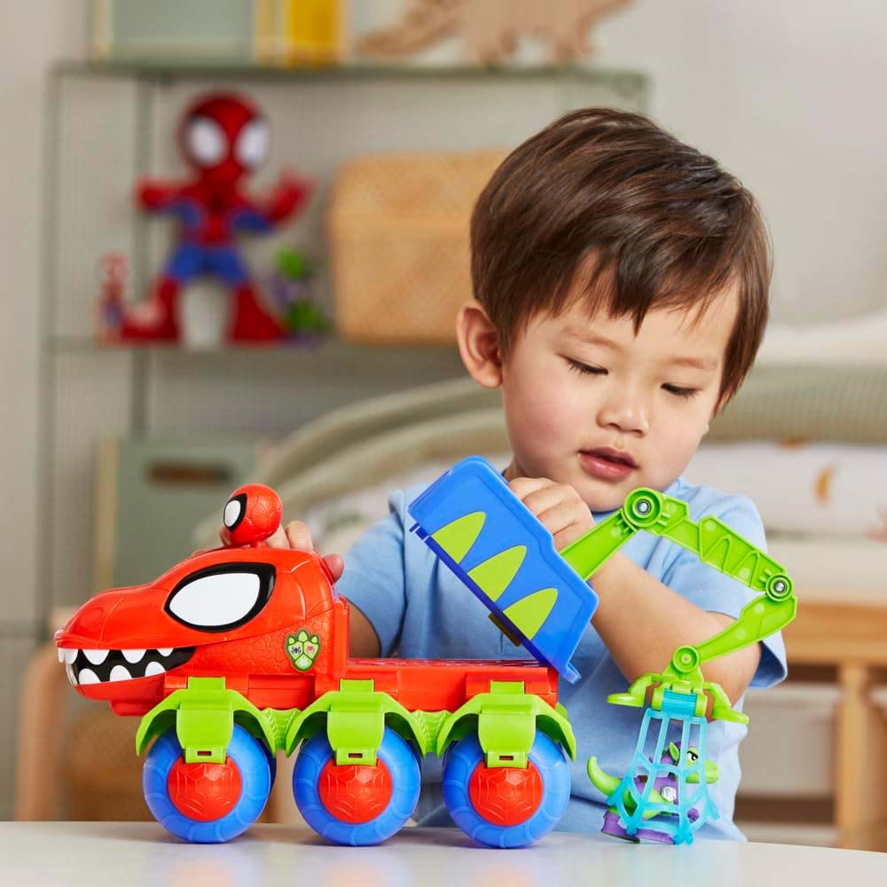 Marvel Spidey and His Amazing Friends Dino-grúa arácnida F9480: Figura de acción - Edad 3+