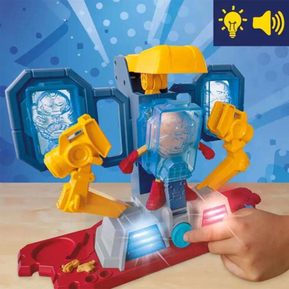Play-Doh Marvel Iron Man Armor Maker Lab Playset con Iron Man G0035: Set de masa moldeable - Edad 3+