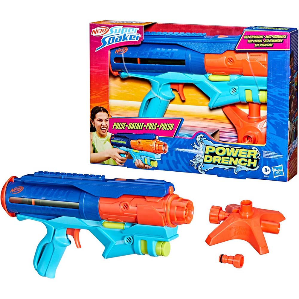 Nerf Super Soaker Power Drench G1116: Lanzador de agua - Edad 3+