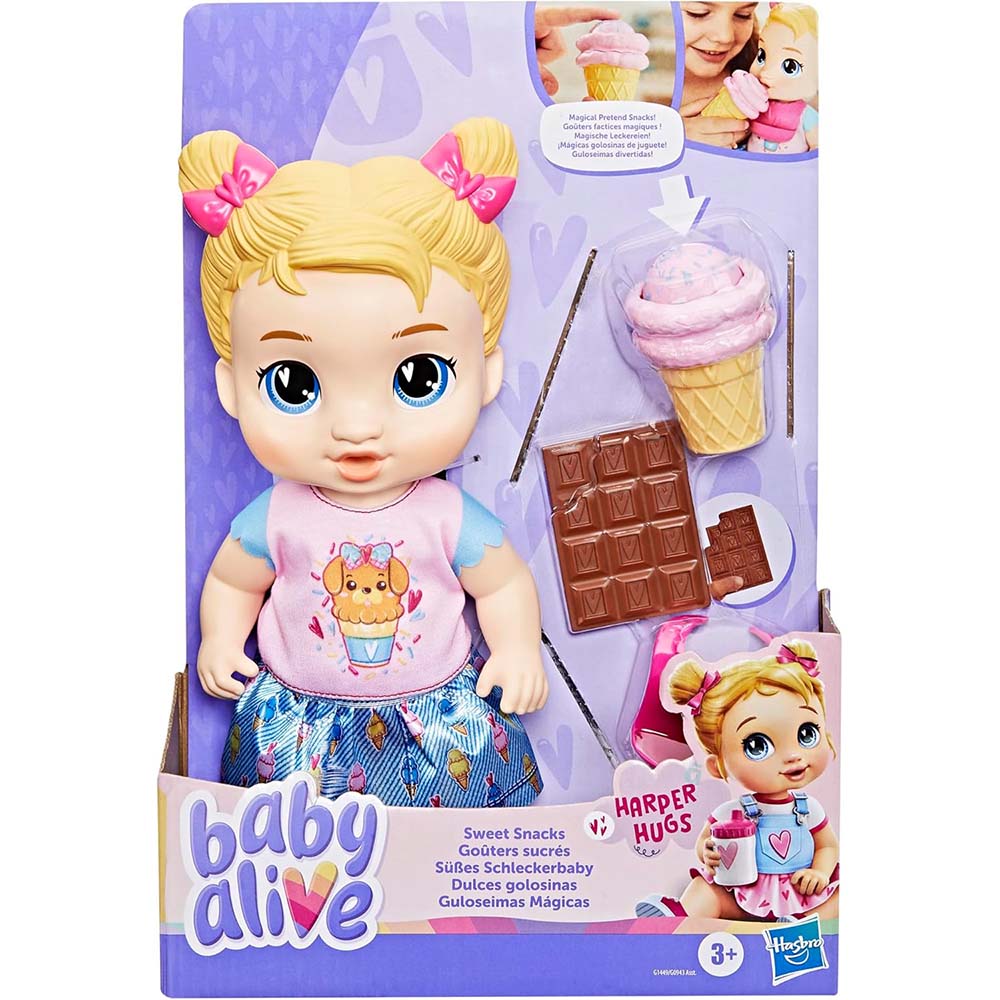 BABY ALIVE Muñeca Dulces golosinas Harper Hugs G1449, muñecas y muñecos