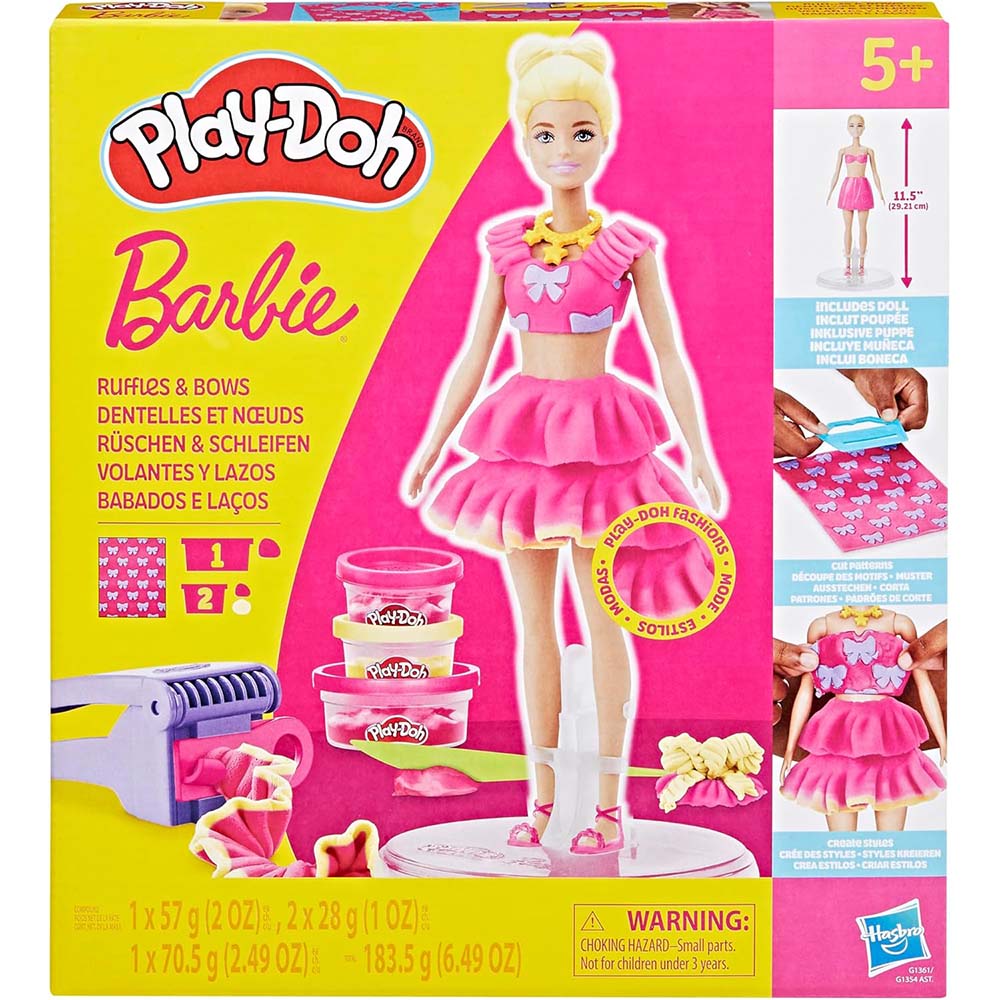 Play-Doh Barbie Volantes y Lazos G1354, masas y moldeo