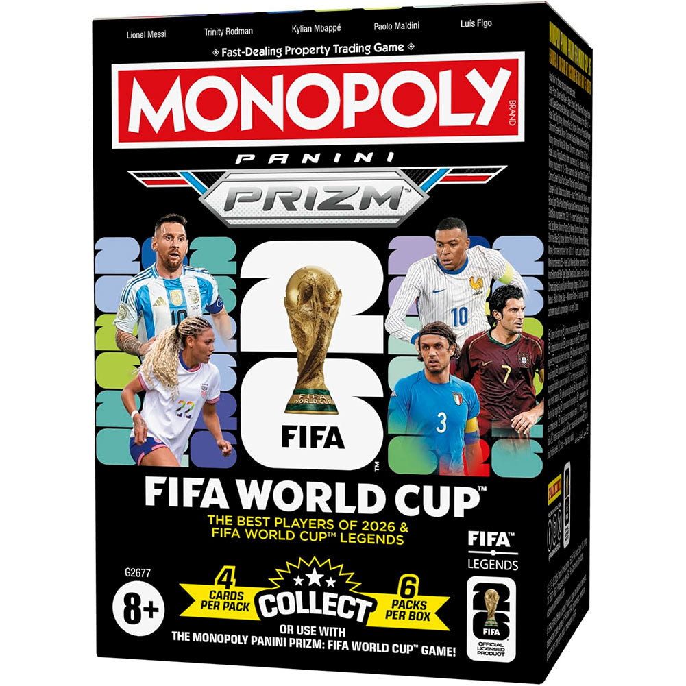 Monopoly Panini Prizm Copa Mundial de la FIFA 2026 Caja de Cartas G2677, juegos de cartas