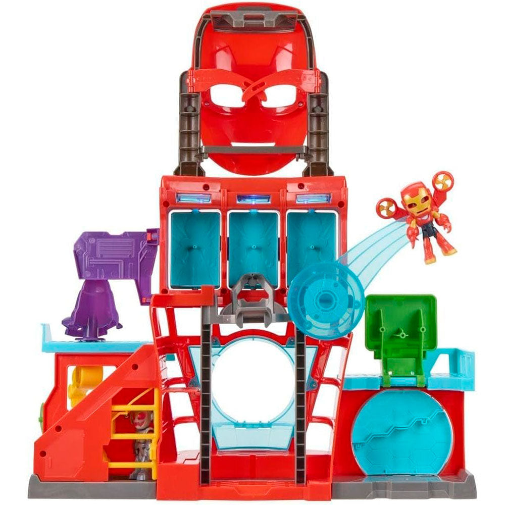 Playset Hasbro Marvel Iron Quarters con máscara, Iron Man y Ultron