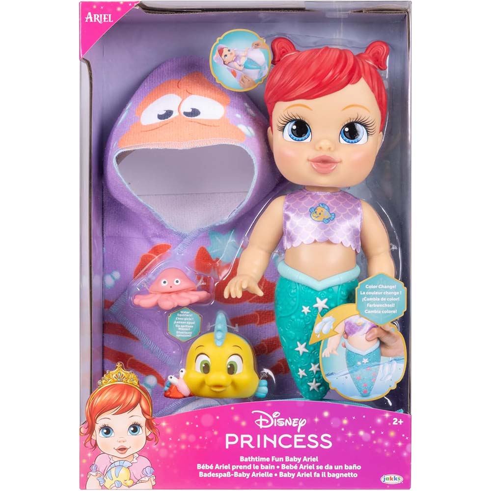 JAKKS Pacific – Disney Princesas Muñeca Bebé Ariel Hora del Baño (30 cm), muñecas y muñecos