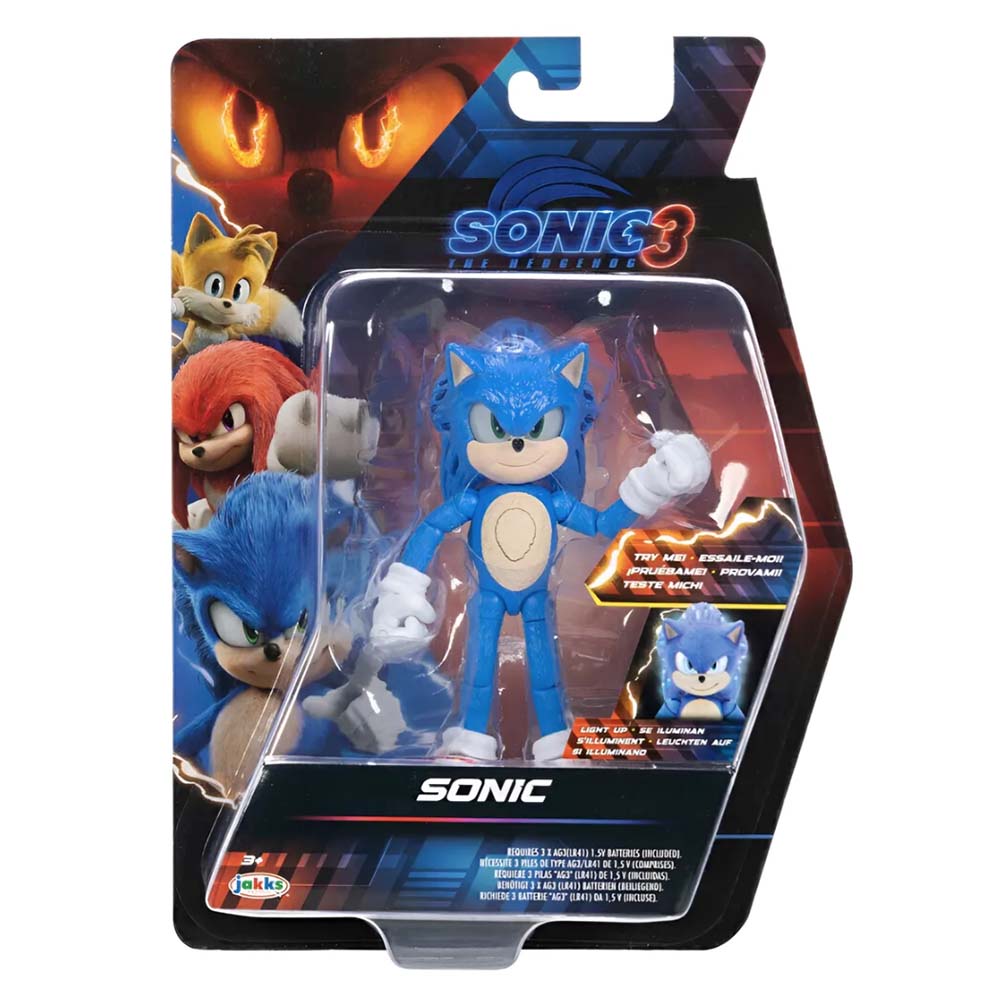 Sonic the Hedgehog 3 – Figura de Sonic de 13 cm con Luz Jakks Pacific, figuras de acción