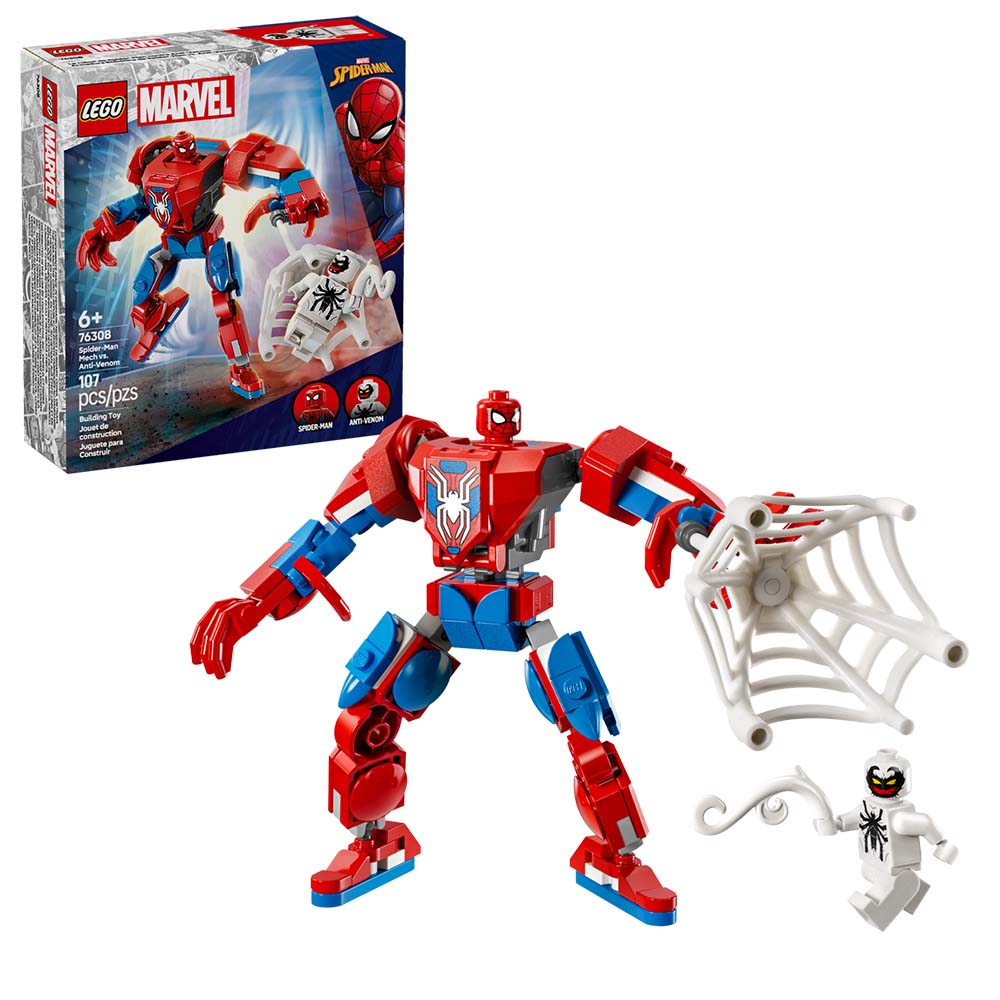 LEGO Marvel Armadura Robótica de Spider-Man vs. el Anti-Venom 76308: Set de construcción de 107 piezas - Edad 6+