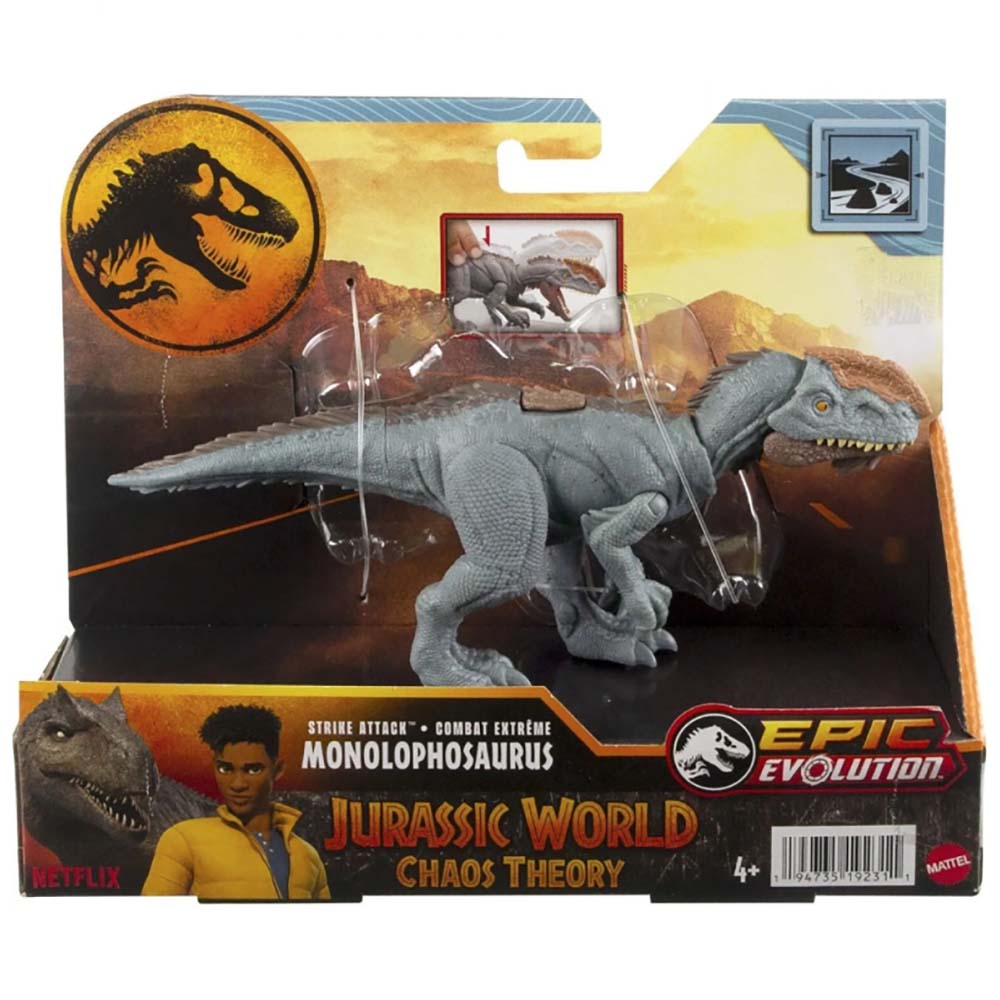 Jurassic World Mordida de Ataque Monolophosaurus HLN63, figuras de acción