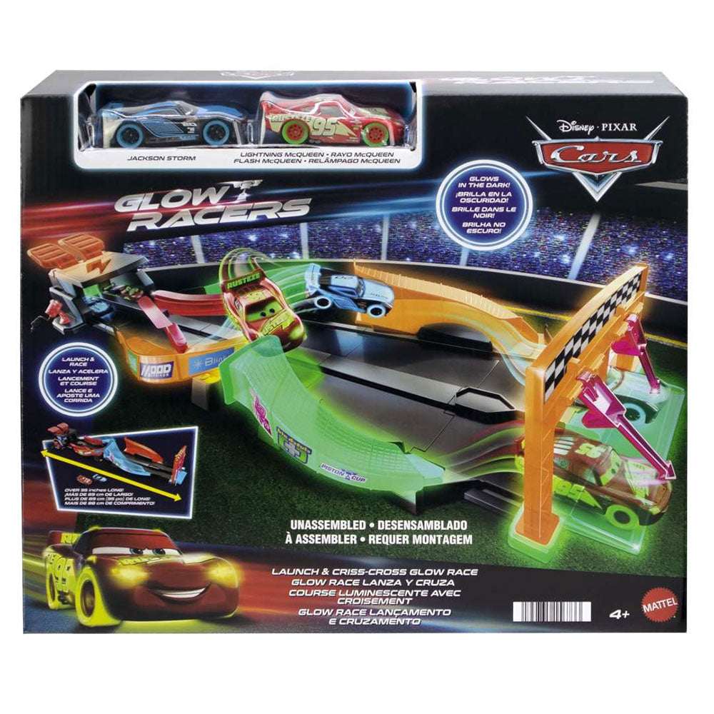 Disney Pixar Cars Playset Glow Racing HPD80: Pista y set de vehículos - Edad 4+