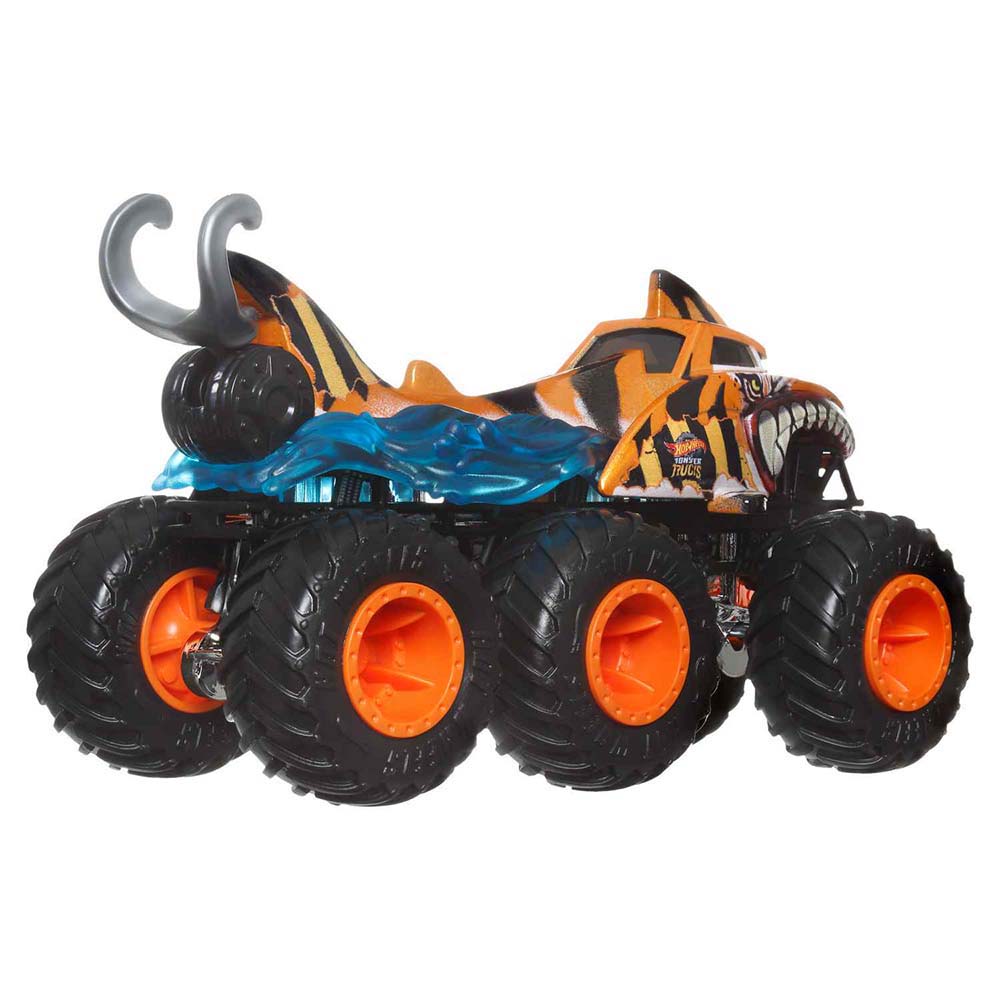 Hot Wheels Monster Trucks Camiones Remolque Escala 1:64 Tiger Shark HWN86 - Edad 4+