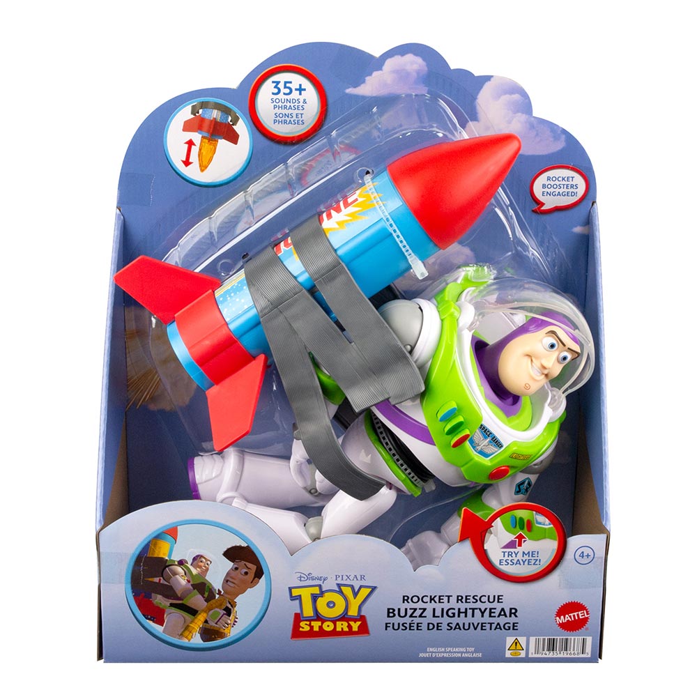 Disney Pixar Toy Story Buzz con Cohete 12" HWW14: Figura de 12 pulgadas - Edad 3+