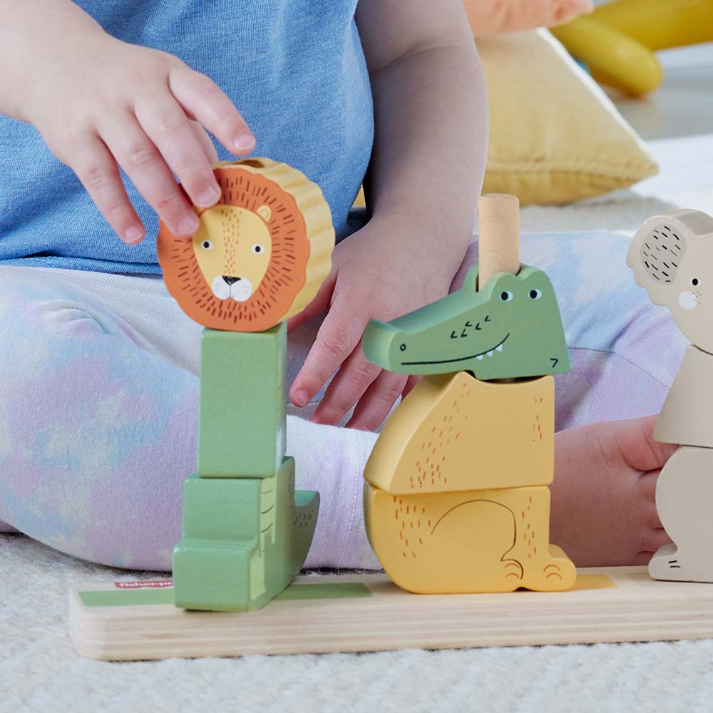 Fisher-Price Juguete Animalitos Apilables de Madera HXV04 - Edad 9 meses+