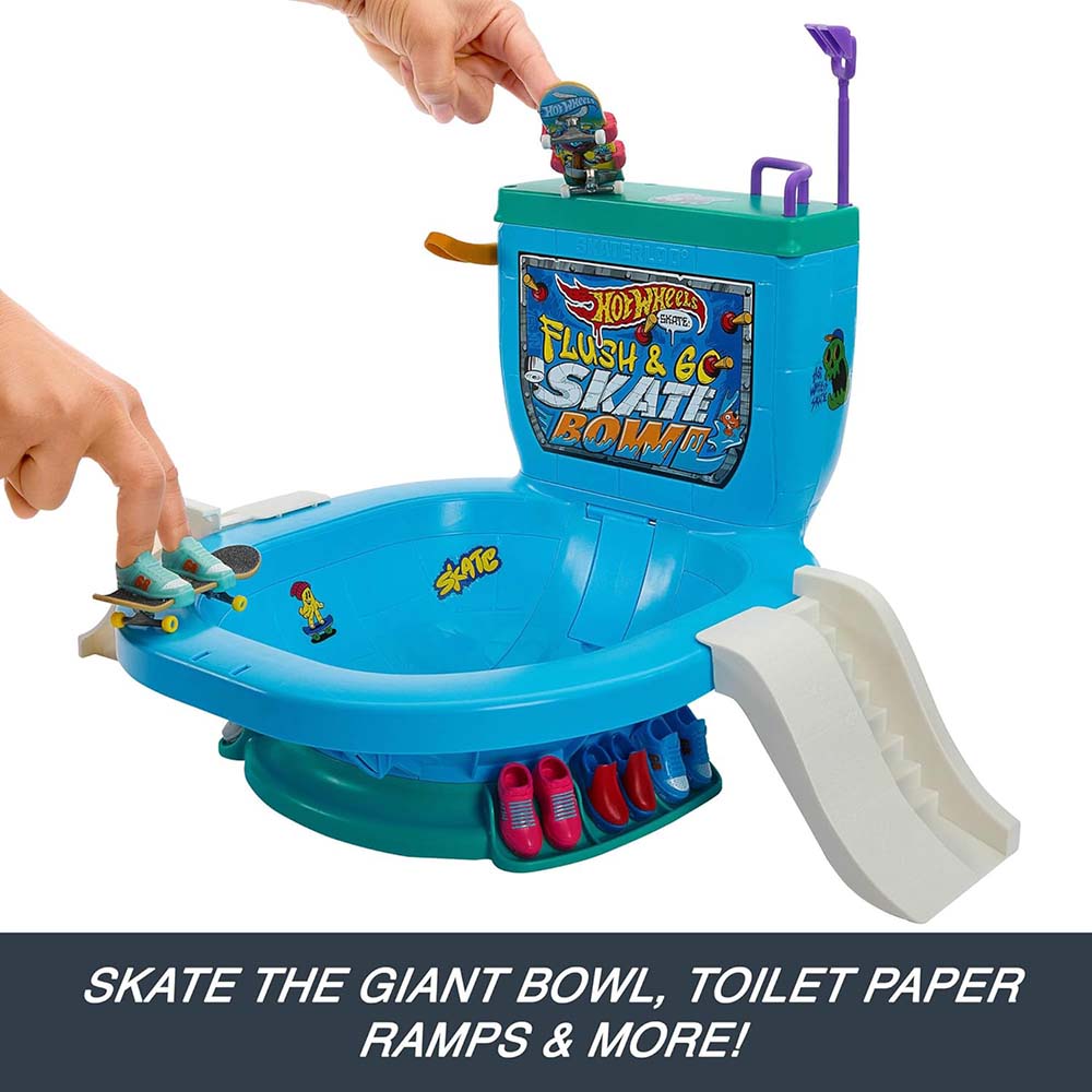 Hot Wheels Skate Set Bowl de Inodoro HXL16: Patineta de dedo - Edad 5+