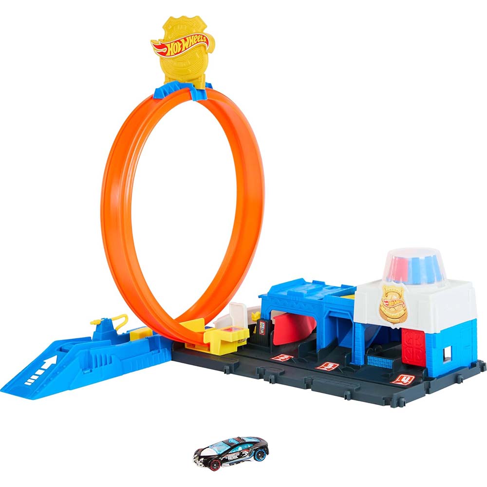 Hot Wheels City Pista de Juguete Súper Estación de Policía JBM71 - Edad 3+