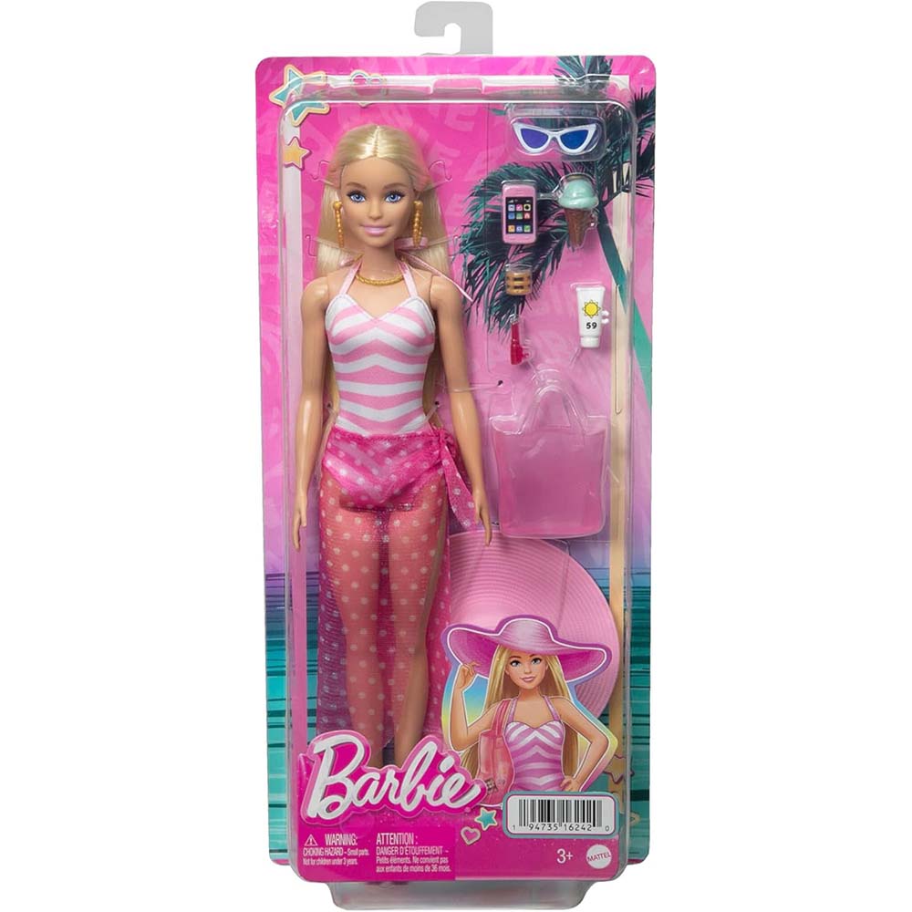 Barbie Día de Playa Traje Rosa HPL73: Muñeca - Edad 3+