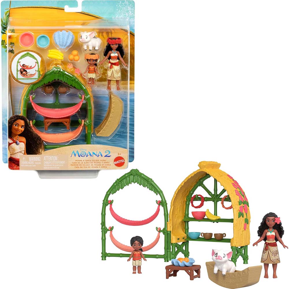 Mattel Casa de la Aldea de Moana y Simea JBT51: Set de juego - Edad 3+