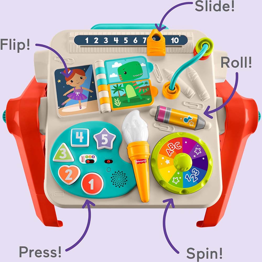 Fisher-Price Mesa de actividades 4 en 1 JGW86, juguetes didácticos