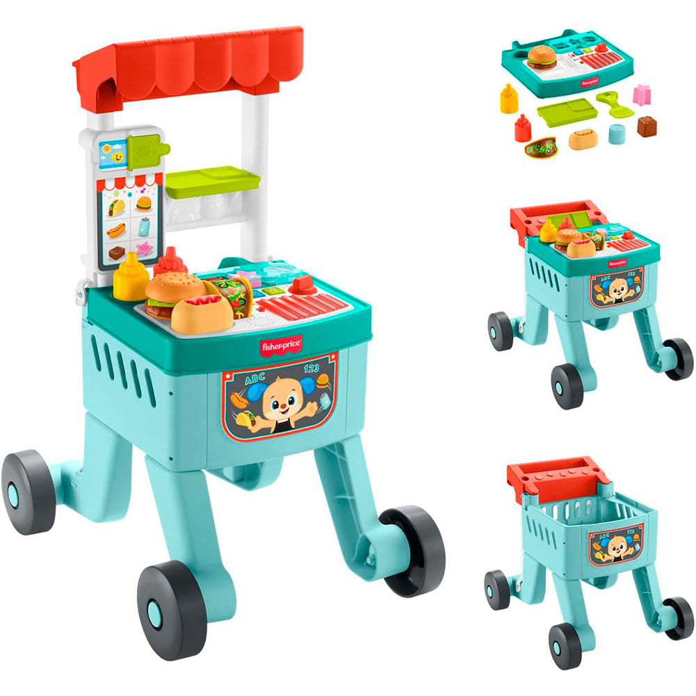 Fisher-Price Ríe y Aprende Andadera Carro de Snacks 4 en 1 JGW95, juguetes para primera infancia