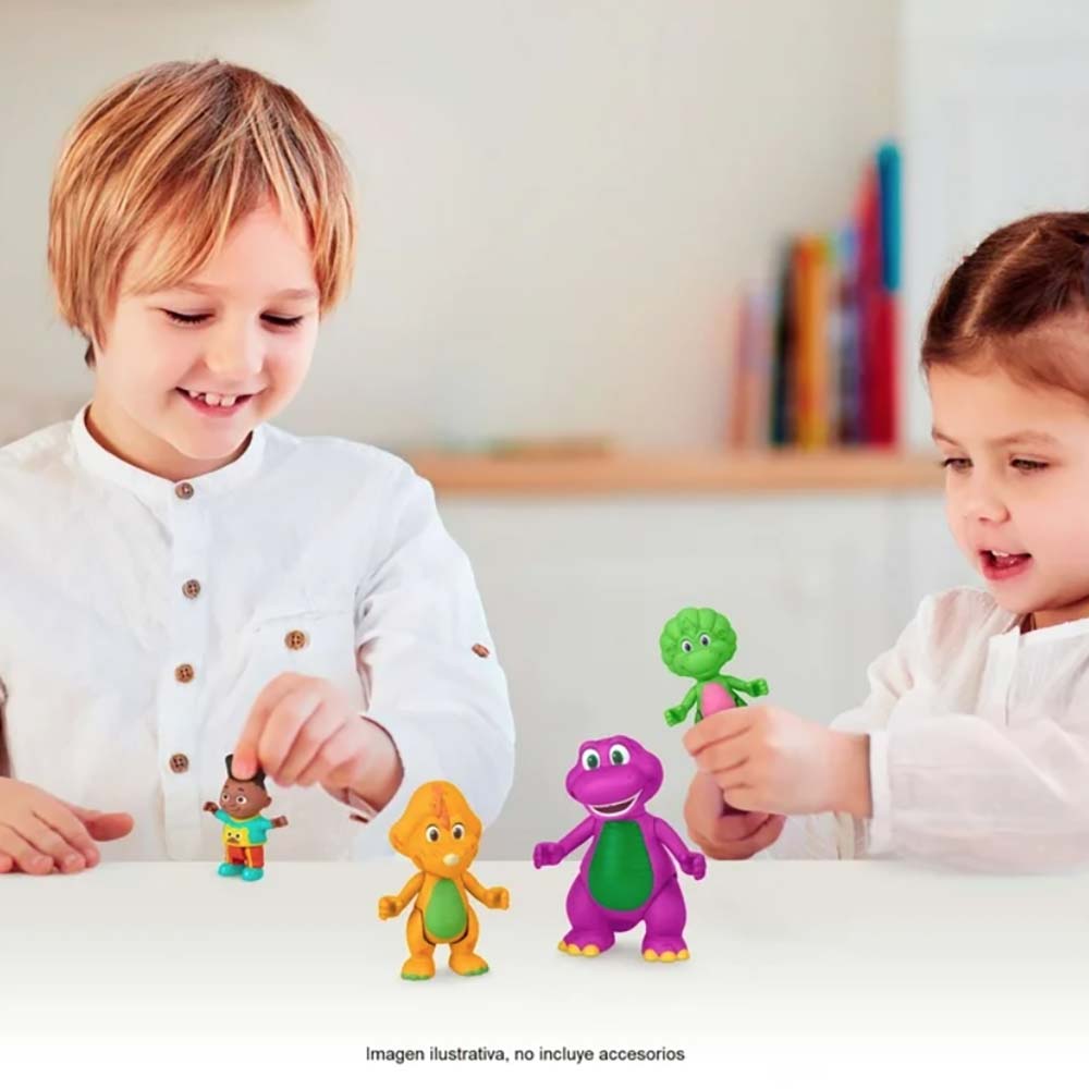 Barney's World Paquete de 4 Figuras de Amiguitos JHB26, figuras de acción