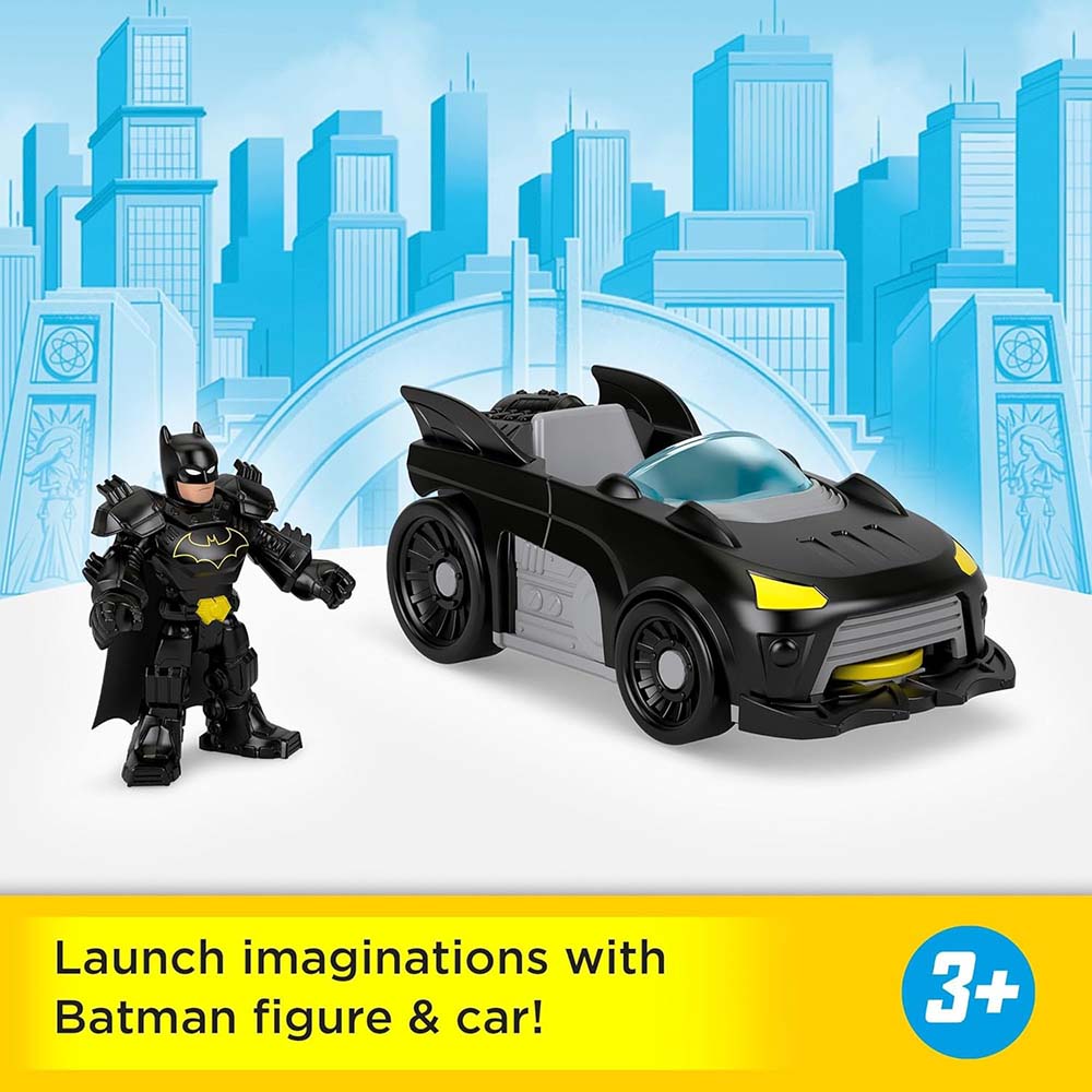 Imaginext DC Super Friends Batimóvil Metal Force y Batman JFJ68, vehículos de juguete