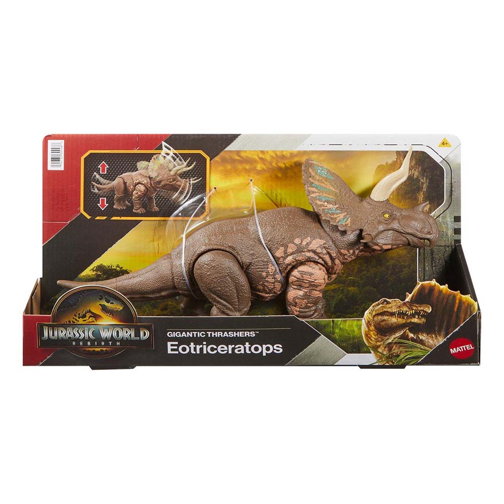 Jurassic World Rebirth Gigantic Thrashers Eortriceratops JGB92, figuras de acción