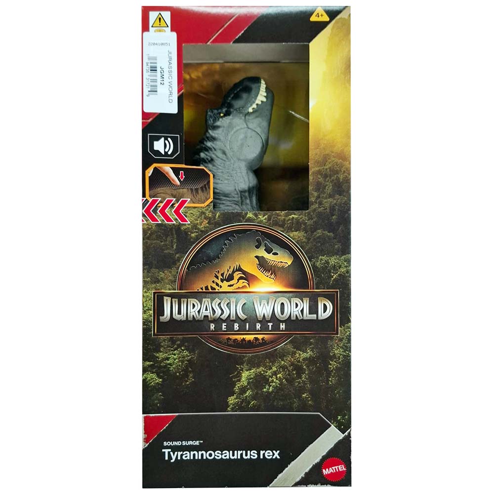 Jurassic World Rebirth Sound Surge Tyrannosaurus Rex JGM12, figuras de acción