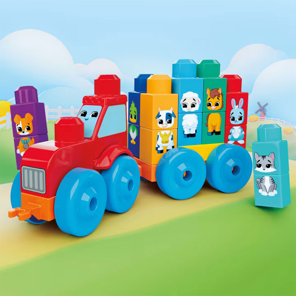 MEGA BLOKS Tractor de Animalitos Construye y Combina JKG33, sets de construcción