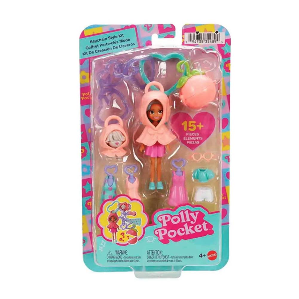 Polly Pocket Kit Estilo Llavero Durazno JKR46, muñecas y muñecos
