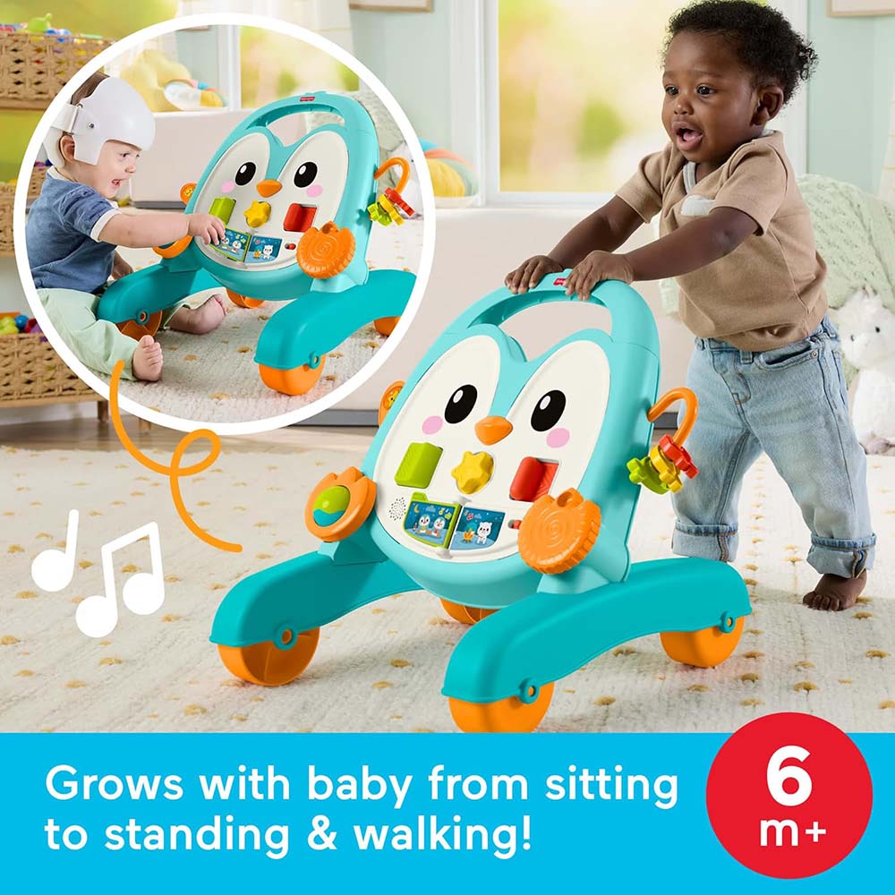 Fisher-Price Andadera Pingüino Musical 2 en 1 con Actividades JHF74, juguetes para primera infancia