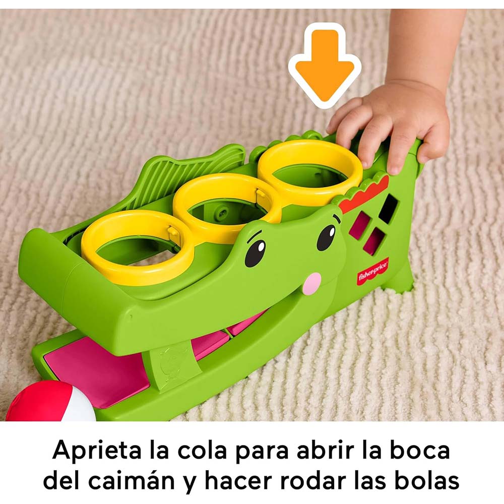 Fisher-Price Cocodrilo Golpea y Rueda con Martillo y Pelotas para Bebé JLB94, juguetes para primera infancia