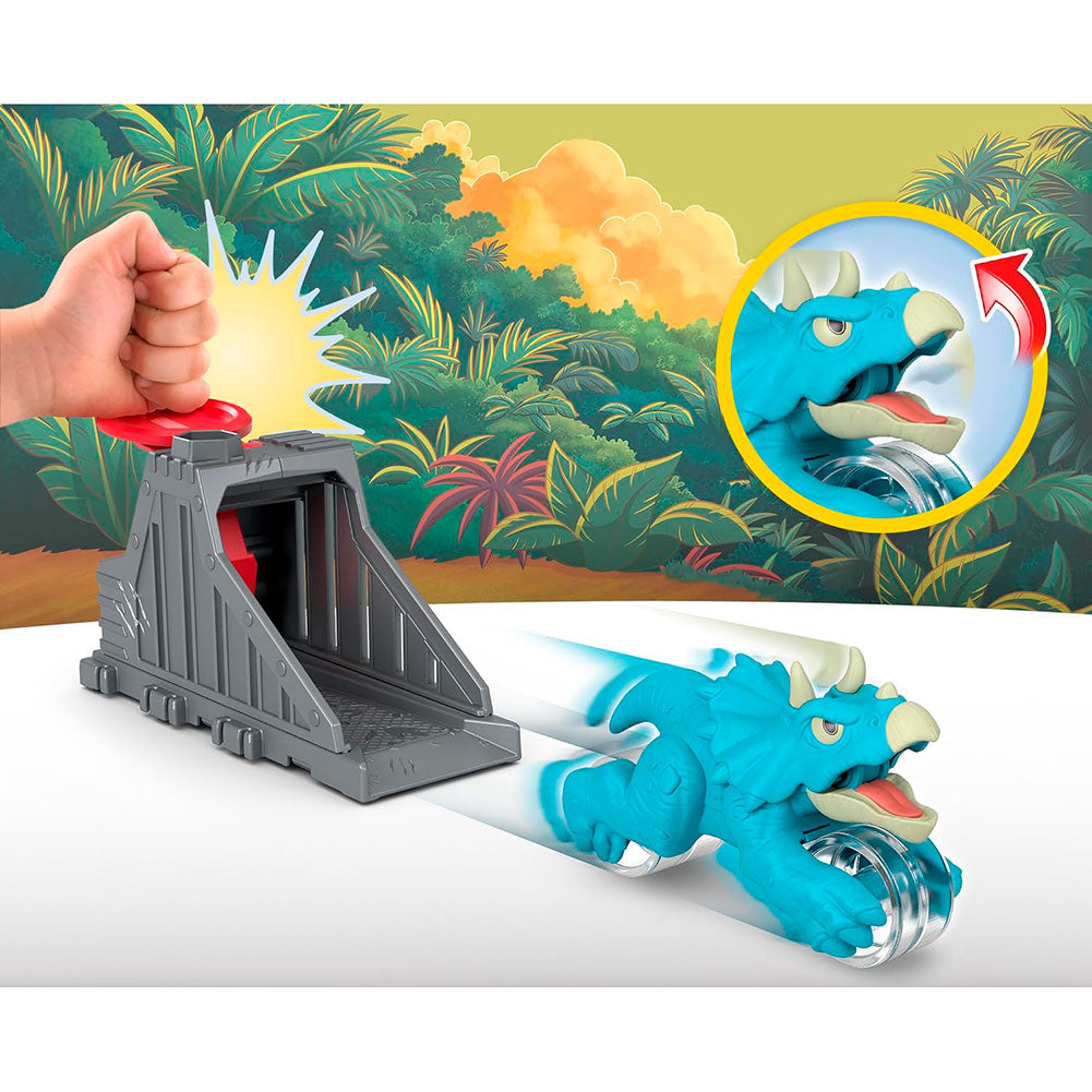 Fisher-Price Imaginext Jurassic World Lanzador Triceraptor, figuras de acción y colección