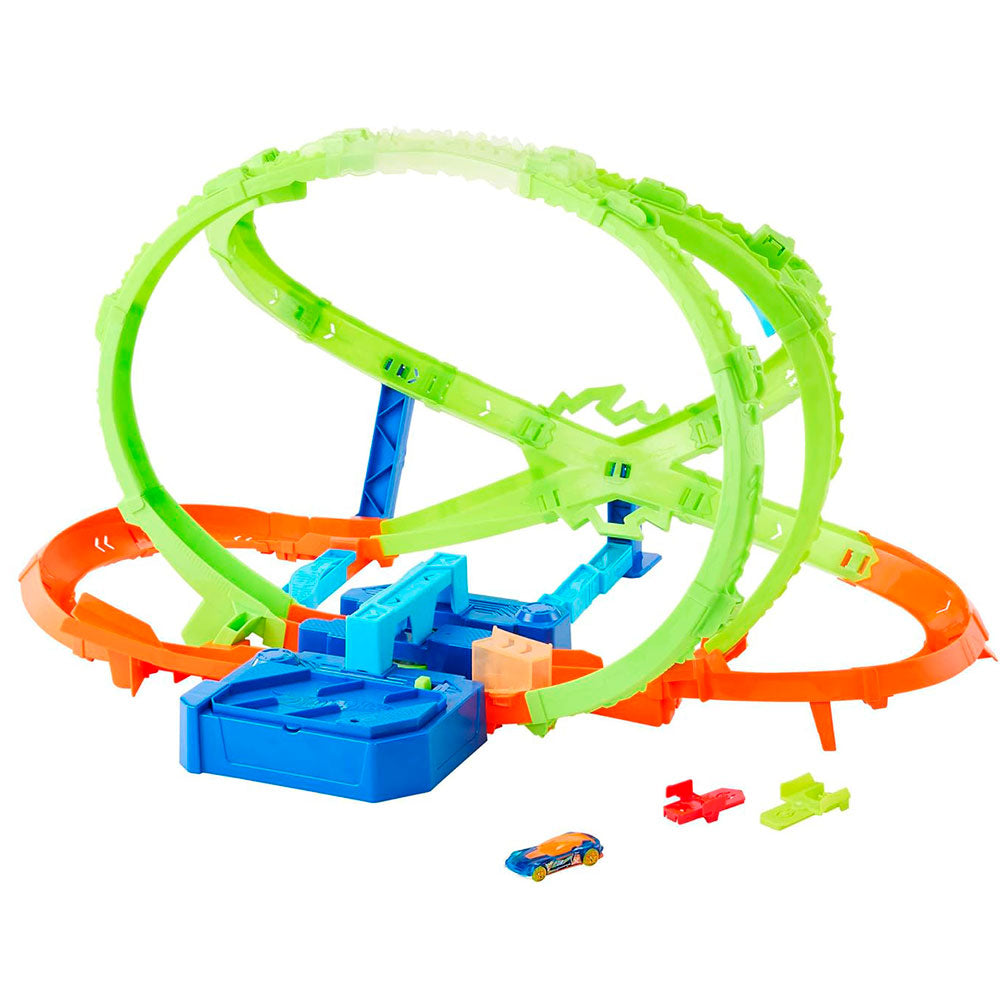 Hot Wheels Stunt Tracks Hypersphere: Pista de Choques Motorizada con Loopings y Auto a Escala 1:64 - Edad 5+