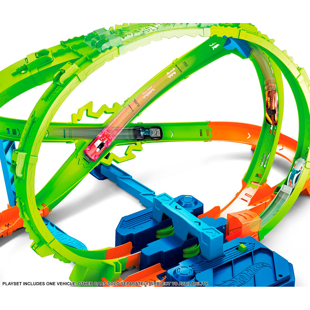 Hot Wheels Stunt Tracks Hypersphere: Pista de Choques Motorizada con Loopings y Auto a Escala 1:64 - Edad 5+