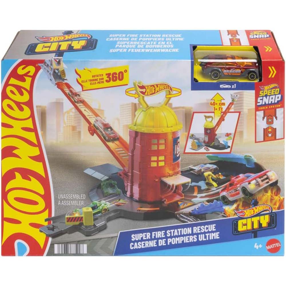 Hot Wheels City Super Pista Estación de Bomberos JHL95, pistas y sets de vehículos