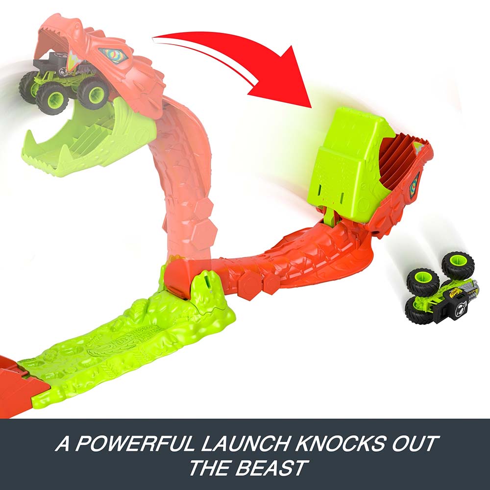 Hot Wheels Monster Trucks Snake Slam Takedown JJN44, pistas y sets de vehículos