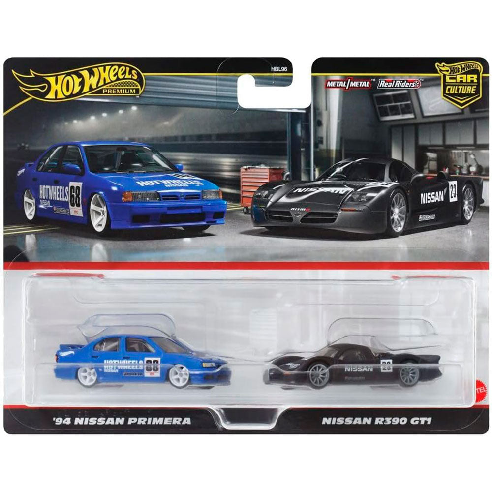 Hot Wheels Collector Cultura Automotriz '94 Nissan Primera & Nissan R390 GT1, autos de juguete a escala 1:64