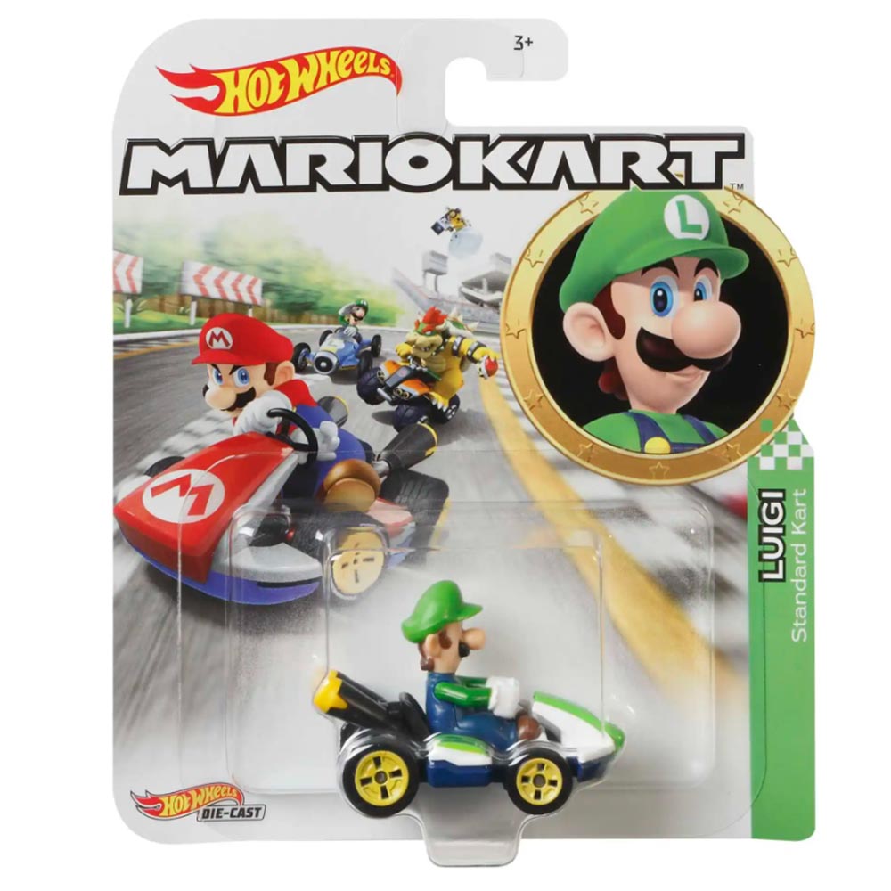 Hot Wheels Mario Kart 1:64 - Luigi Standard Kart GBG25 - Edad 3+