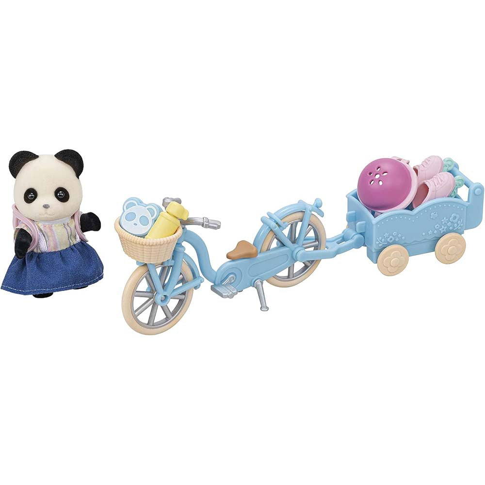 Sylvanian Families 5652 La Chica Panda, Su Bicicleta y su Tráiler, sets de juego