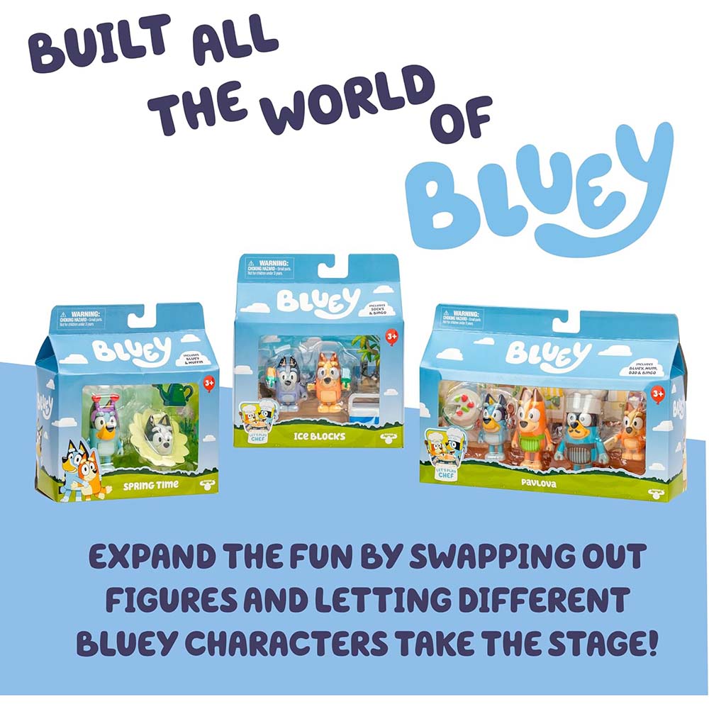 Bluey Let's Play Chef Pavlova – Set de 4 Figuras con Accesorios, figuras de acción y colección
