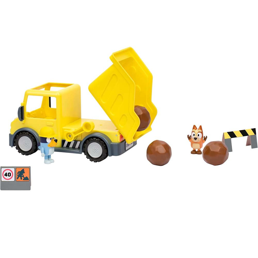 Bluey Camión de Volteo – Playset de Construcción con Bluey y Bingo, sets de juego