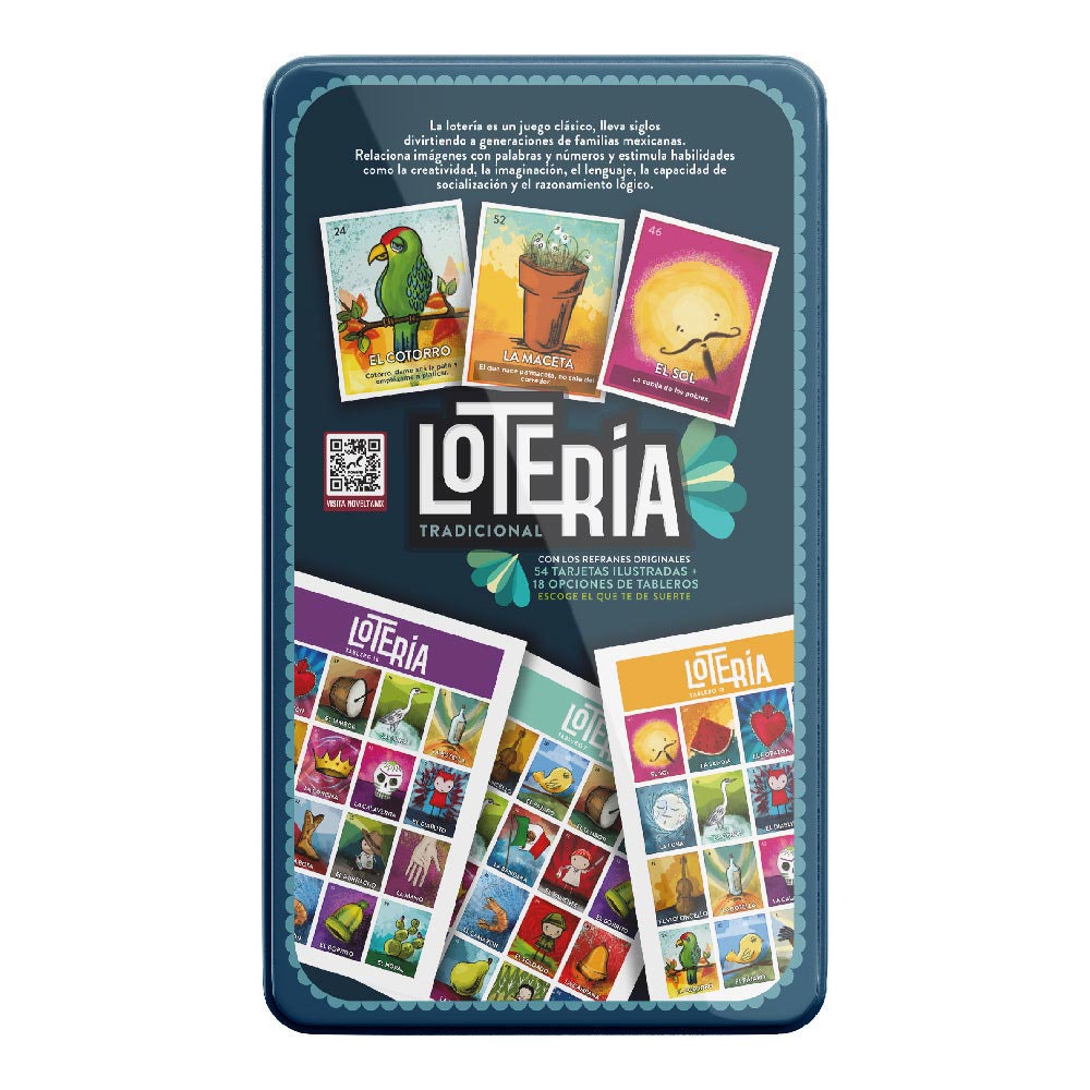Novelty Juego de Lotería en Tin Metálico c/54 Tarjetas D-001: Juego de mesa - Edad 3+